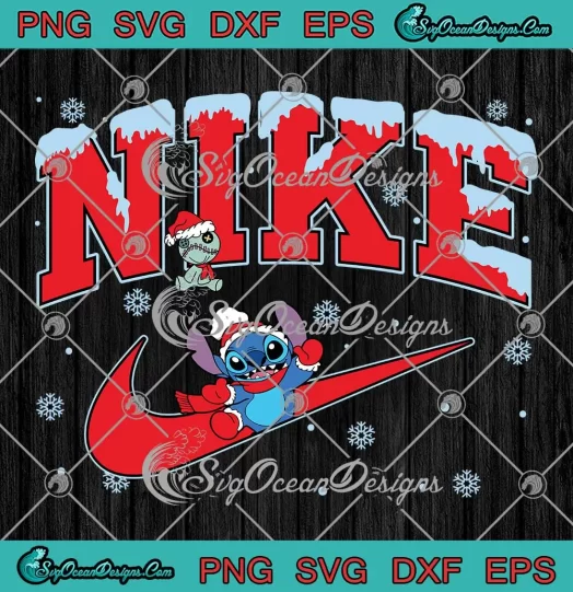 Santa Stitch And Voodoo Doll SVG - Nike Swoosh Disney Christmas SVG PNG, Cricut File
