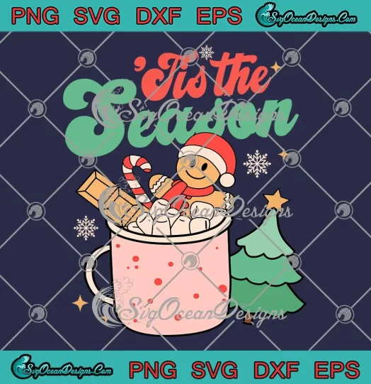 'Tis The Season Retro Christmas SVG - Merry Xmas Season SVG PNG, Cricut File