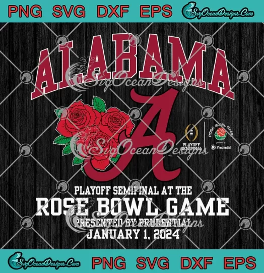 Alabama Crimson Tide SVG - Rose Bowl 2024 SVG - CFP Semi Football Flower SVG PNG, Cricut File