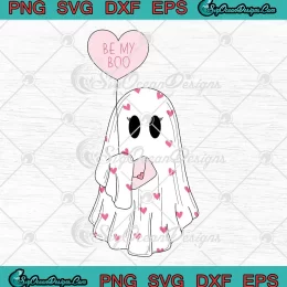 Be My Boo Ghost With Heart Balloon SVG - Valentine's Day Gift SVG PNG, Cricut File