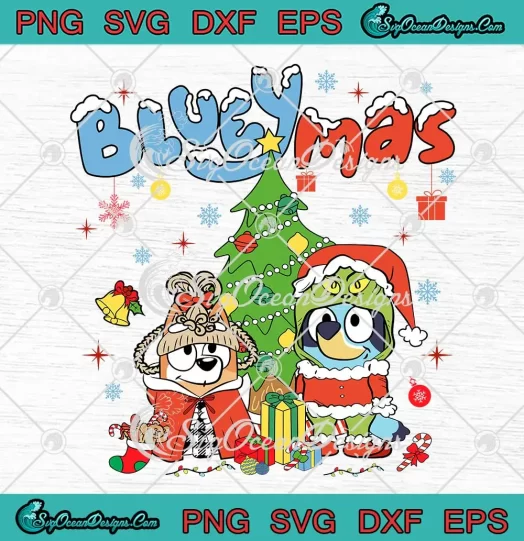 Blueymas Bluey Dog Christmas Tree SVG - Bluey Christmas 2023 SVG PNG, Cricut File
