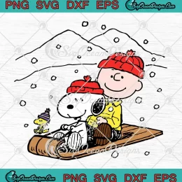 Charlie And Snoopy With Toboggans SVG - Peanuts Merry Christmas SVG PNG, Cricut File