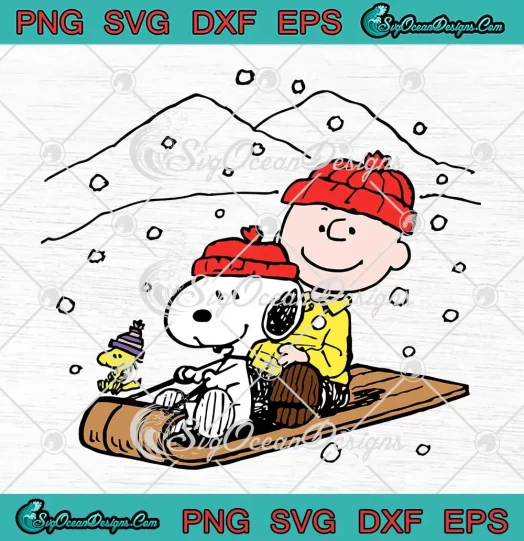 Charlie And Snoopy With Toboggans SVG - Peanuts Merry Christmas SVG PNG, Cricut File