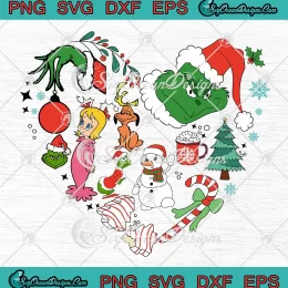 Christmas Grinch Disney Heart SVG - How The Grinch Stole Christmas SVG PNG, Cricut File