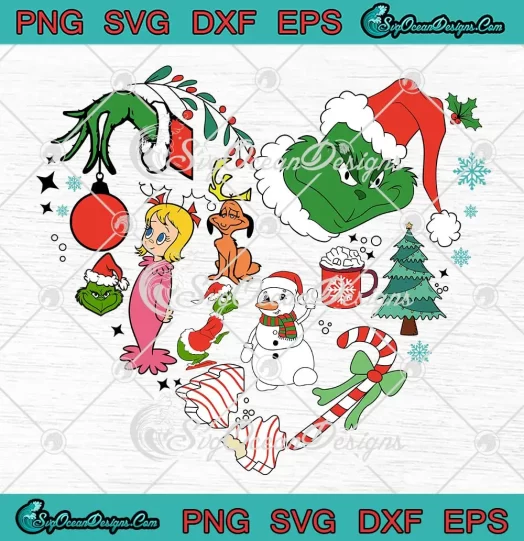 Christmas Grinch Disney Heart SVG - How The Grinch Stole Christmas SVG PNG, Cricut File