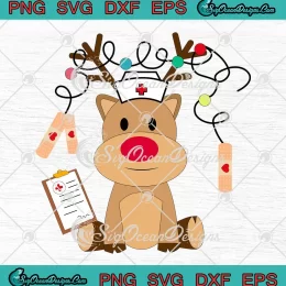 Cute Plush Elk Nurse Christmas SVG - Nursing Xmas SVG PNG, Cricut File
