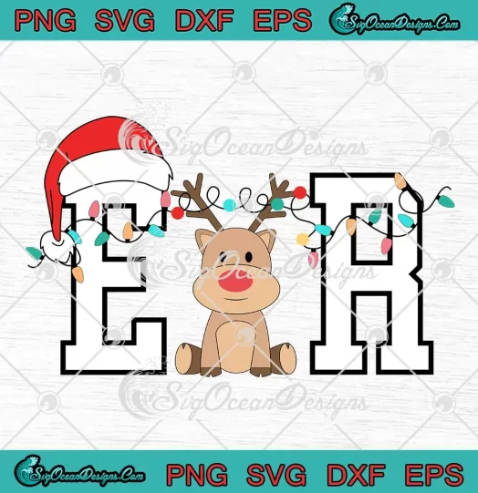 Cute Reindeer ER Nurse Christmas SVG - Emergency Department Xmas SVG PNG, Cricut File