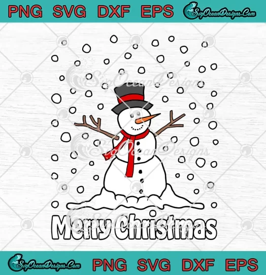 Cute Snowman Merry Christmas SVG - Winter Holiday Christmas SVG PNG, Cricut File