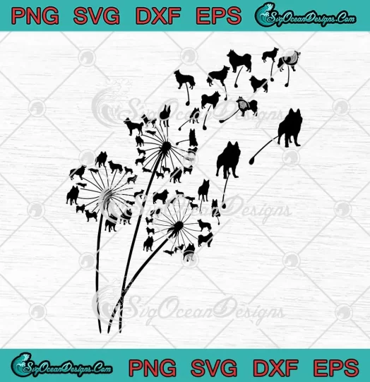 Dandelion Schipperke Flower SVG - Floral Schipperke Dog Tree SVG PNG, Cricut File