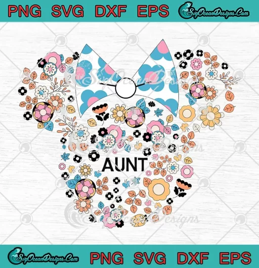 Disney Minnie Mouse Aunt SVG - Icon Flowers Mother's Day SVG PNG, Cricut File