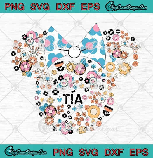 Disney Minnie Mouse Tia SVG - Aunt Family Icon Flowers SVG - Mother's Day SVG PNG, Cricut File