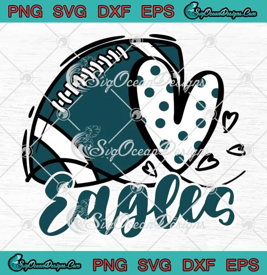 Eagles Hearts Football NFL SVG - Philadelphia Eagles Football SVG PNG, Cricut File