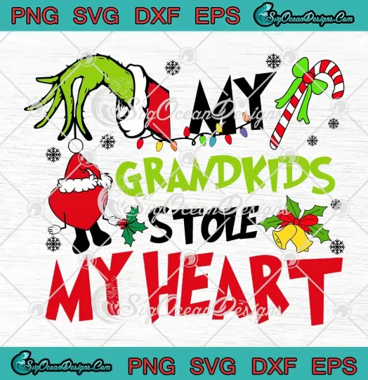 Grandkids Family Christmas SVG - My Grandkids Stole My Heart SVG PNG, Cricut File