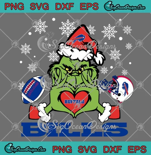 Grinch Love Buffalo Bills SVG - Football Helmet Christmas SVG PNG, Cricut File