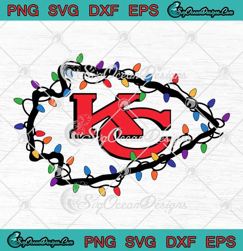 KC Chiefs Logo Christmas Lights SVG Kansas City Chiefs Christmas SVG