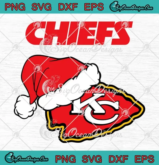 Kansas City Chiefs Logo Santa Hat SVG - NFL KC Chiefs Christmas SVG PNG, Cricut File