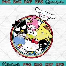 Kawaii Sanrio Kuromi Hello Kitty SVG - Cute Kawaii Characters SVG PNG, Cricut File