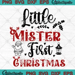 Little Mister First Christmas SVG - Kids Baby Christmas SVG PNG, Cricut File