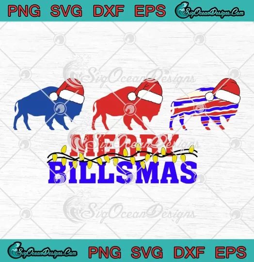 Merry Billmas Christmas SVG - Happy Xmas Buffalo Bills Football SVG PNG, Cricut File