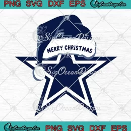 Merry Christmas Dallas Cowboys SVG - Santa Hat Logo NFL Football SVG PNG, Cricut File