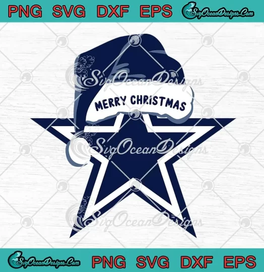 Merry Christmas Dallas Cowboys SVG - Santa Hat Logo NFL Football SVG PNG, Cricut File
