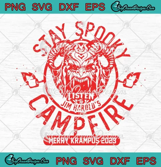 Merry Krampus 2023 SVG - Stay Spooky Campfire Christmas SVG PNG, Cricut File