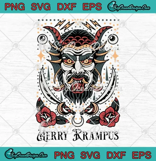 Merry Krampus Goth Christmas SVG - Horror Evil Horror Xmas SVG PNG, Cricut File