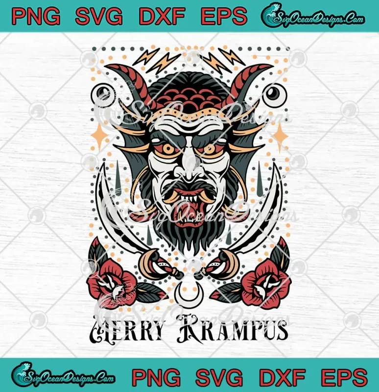 Merry Krampus Goth Christmas SVG - Horror Evil Horror Xmas SVG PNG