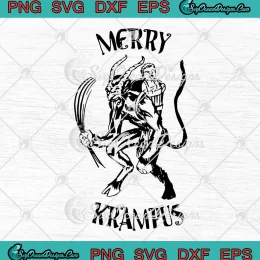 Merry Krampus Horror Xmas SVG - Krampus Creepy Christmas SVG PNG, Cricut File