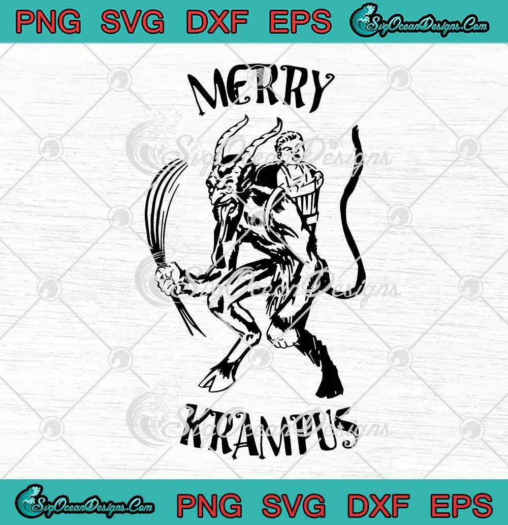 Merry Krampus Horror Xmas SVG - Krampus Creepy Christmas SVG PNG