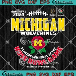Michigan Wolverines Rose Bowl 2024 SVG - CFP Semi Vintage Flower SVG PNG, Cricut File