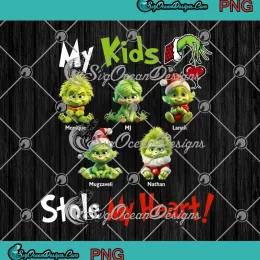 My Kids Stole My Heart Christmas PNG - Baby Grinch Custom Name Gift PNG JPG Clipart, Digital Download