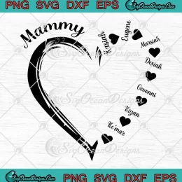 Personalized Sweet Heart Mammy SVG - Kids Name SVG - Happy Mother's Day SVG PNG, Cricut File