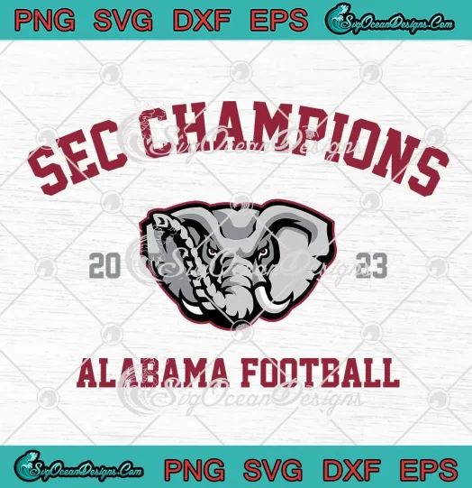 SEC Champions Alabama Football SVG - 2023 Elephant Mascot Logo SVG PNG, Cricut File
