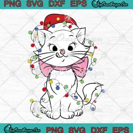 Santa Marie Cat Christmas Lights SVG - Disney The Aristocats Christmas SVG PNG, Cricut File