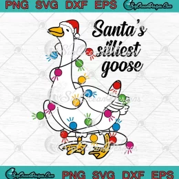 Santa's Silliest Goose Christmas SVG - Funny Goose Christmas Light SVG PNG, Cricut File