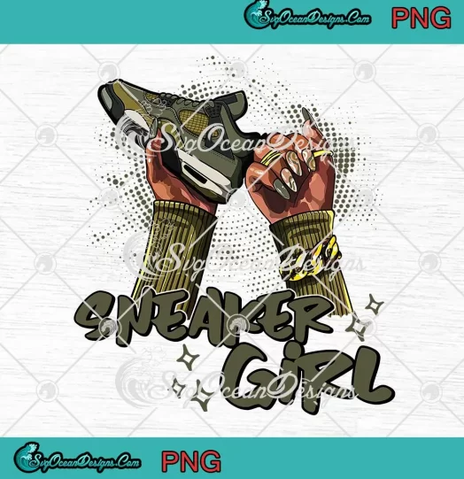 Sneaker Girl Nail PNG - Match Air Jordan 4 Craft Medium Olive PNG JPG Clipart, Digital Download