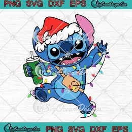 Stitch Christmas Lights Stanley Cup SVG - Disney Stitch SVG - Christmas SVG PNG, Cricut File