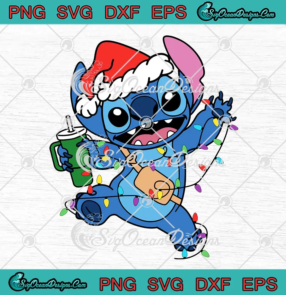 Stitch Christmas Lights Stanley Cup SVG - Disney Stitch SVG - Christmas SVG  PNG, Cricut File