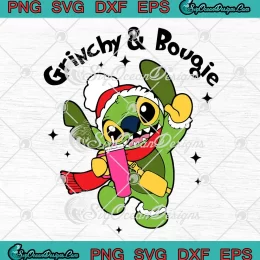 Stitch Grinchy And Bougie SVG - Christmas Stitch Bougie Xmas SVG PNG, Cricut File