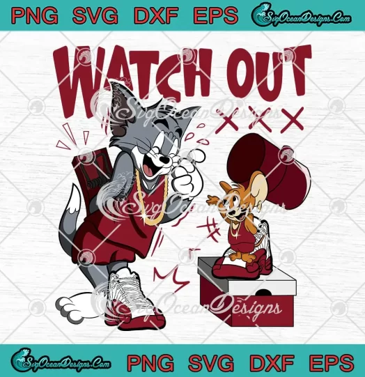 Watch Out Tom And Jerry SVG - Matching Air Jordan 12 Retro Cherry SVG PNG, Cricut File