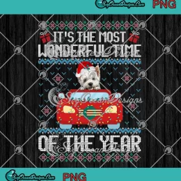 West Dog Ugly Christmas Sweater PNG - It's The Most Wonderful Time PNG JPG Clipart, Digital Download