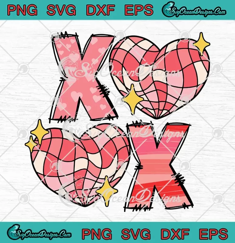 XOXO Hearts Valentine's Day Retro SVG - Love Hearts Valentine SVG PNG ...