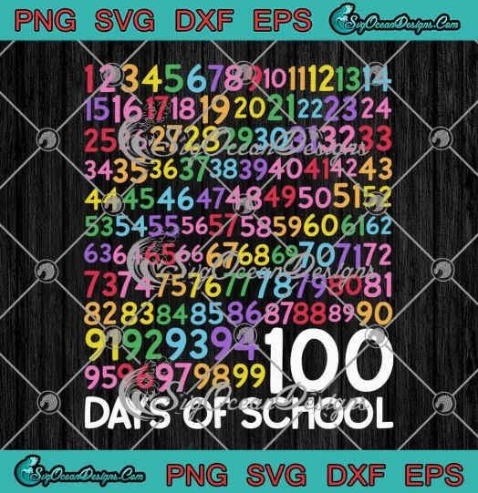 100 Days Of School Math Numbers SVG - Teacher Kids 100th Day SVG PNG, Cricut File