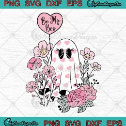 Be My Boo Ghost Floral Retro SVG - Valentine's Day SVG PNG, Cricut File