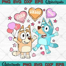 Bluey And Bingo Kind Sweet Cutie SVG - Disney Bluey Valentine's Day SVG PNG, Cricut File
