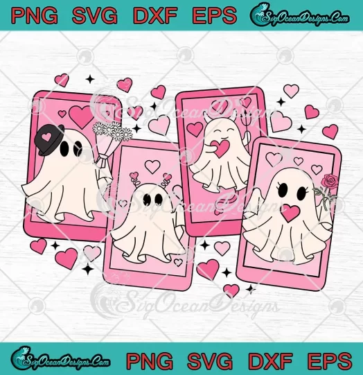 Boo Ghost Valentine's Day Retro SVG - Boo Hearts Valentine SVG PNG, Cricut File