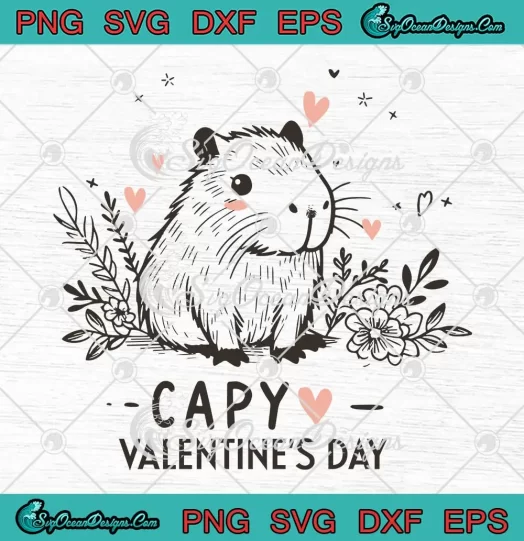 Capy Valentine's Day Retro SVG - Capybara Valentine SVG PNG, Cricut File