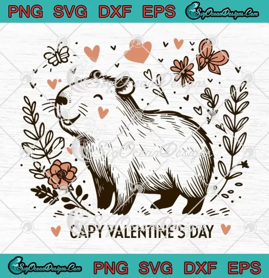 Capy Valentine's Day SVG - Capybara Valentine SVG - Capybara Lovers SVG PNG, Cricut File