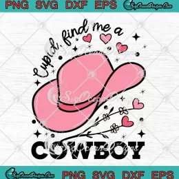 Cupid Find Me A Cowboy Vintage SVG - Western Valentine's Day SVG PNG, Cricut File